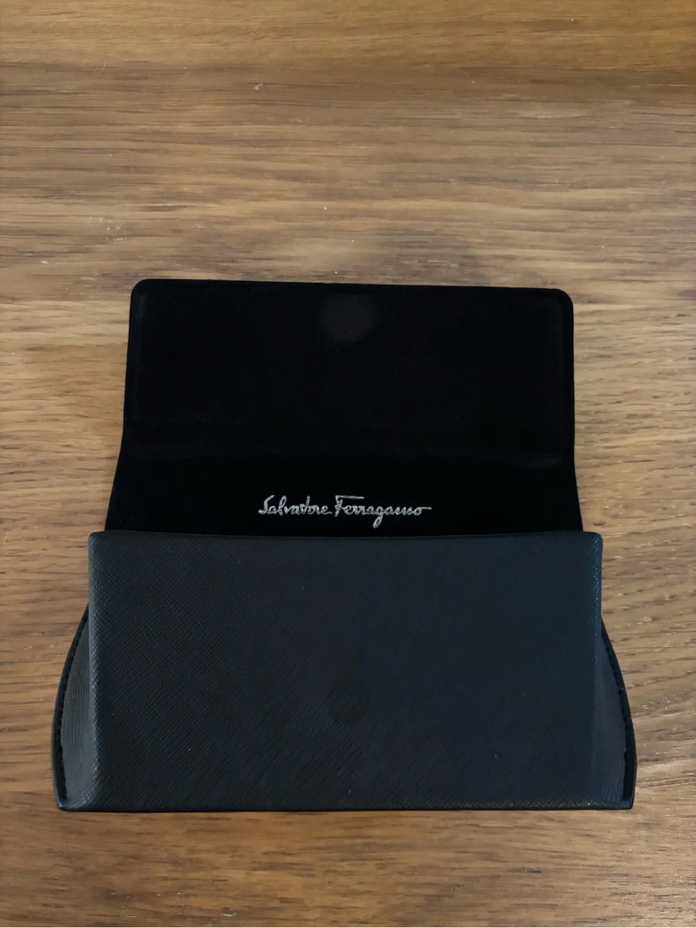 Salvatore Ferragamo hard-shell sunglasses case textured exterior embossed logo